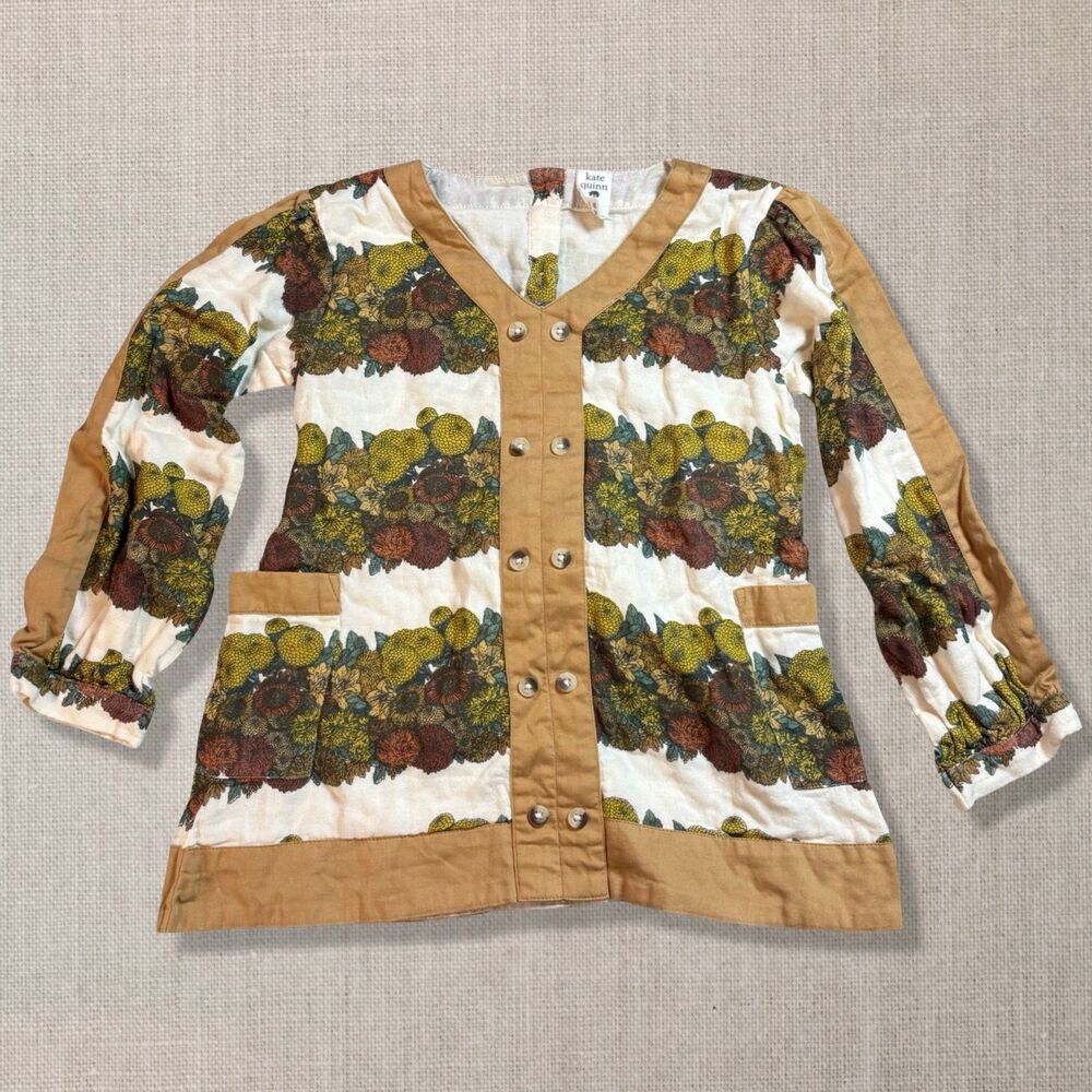 Kate Quinn Girls 7Y Sunflower Floral Tunic Organic Cotton Cottagecore Fall